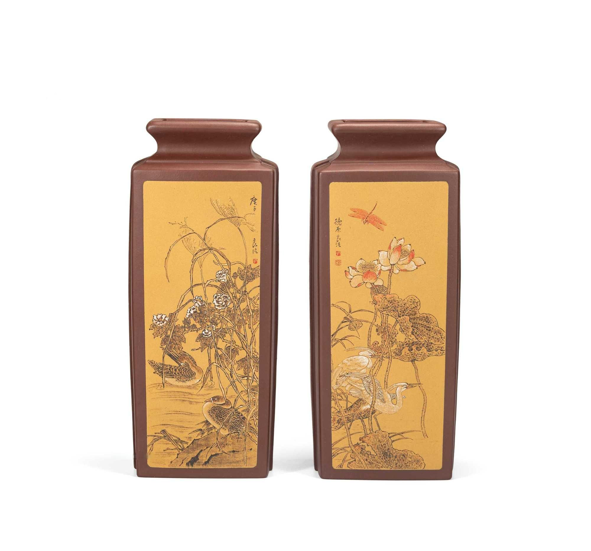孔良法作品孔良法 荷塘清趣對瓶