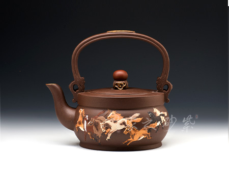 張志清作品八駿提梁壺